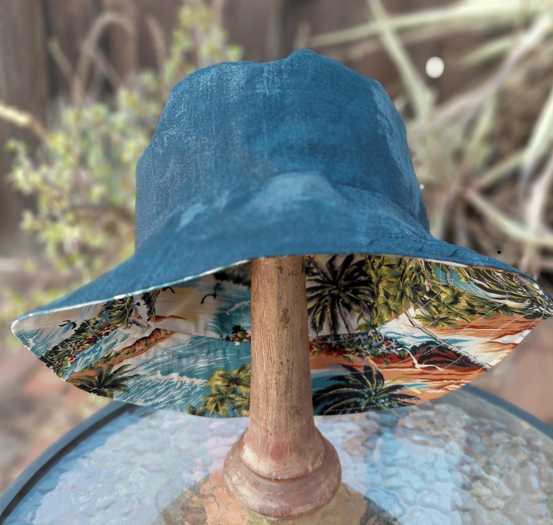 Tropical Theme Bucket Hat, Palm Trees, Sizes up to 4XL, floppy hat, fishing hat, sun hat, casual hat, beach hat, Hawaiian resort cruise vacation hat