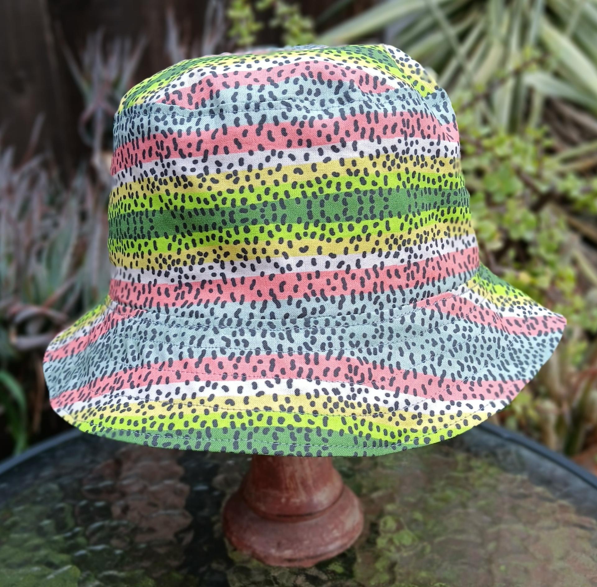 Trout Fishing Theme Bucket Hat, Fly Fishing, Reversible, Sizes up to 4XL, summer hat, fishing hat, sun hat, floppy hat, fisherman gift