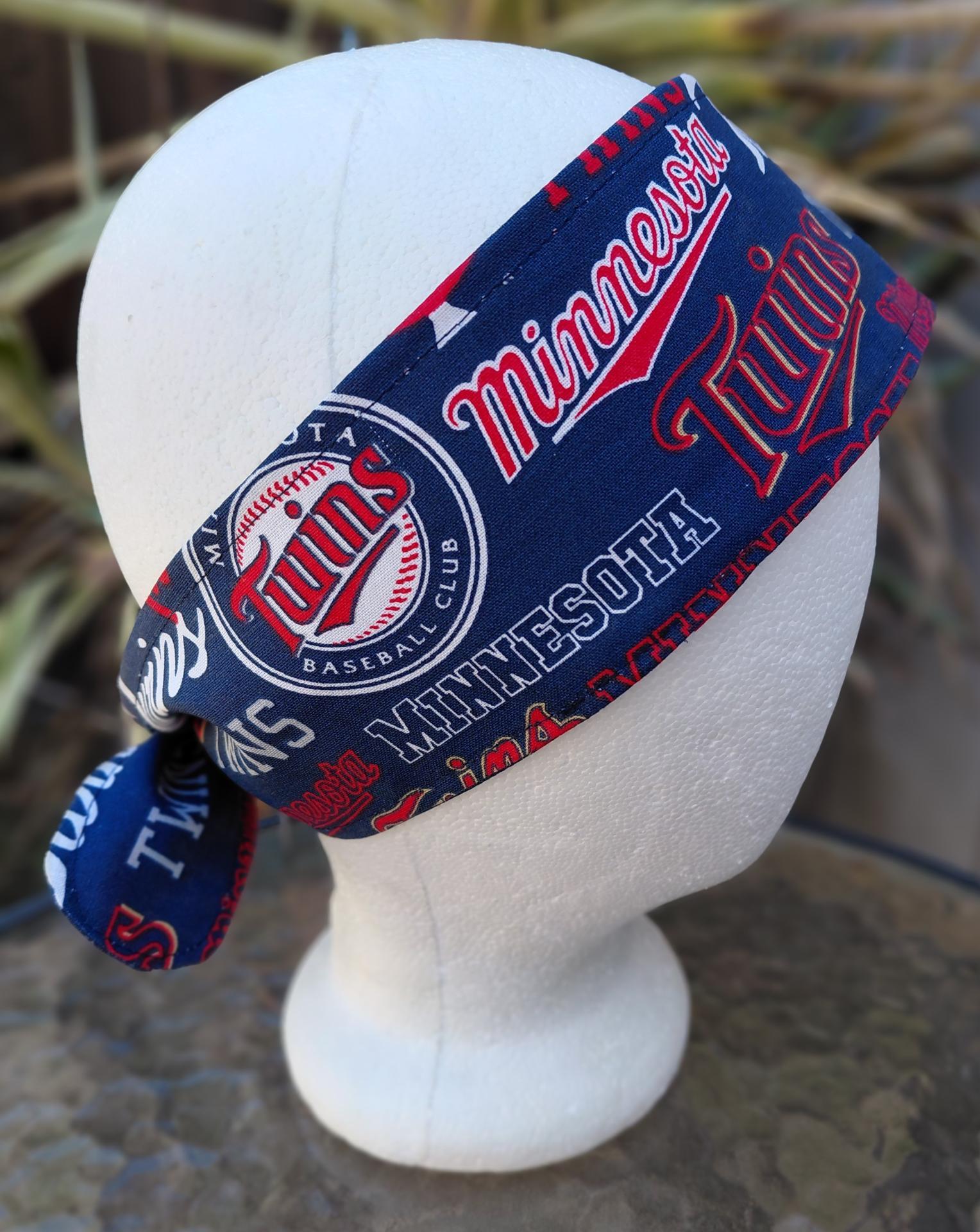 3” Wide Minnesota Twins headband, handmade, self tie, hat band, pin up style, hair wrap, hair tie, baseball