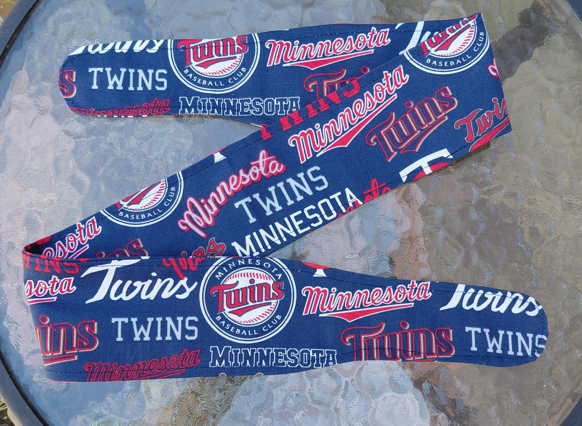 3” Wide Minnesota Twins headband, handmade, self tie, hat band, pin up style, hair wrap, hair tie, baseball