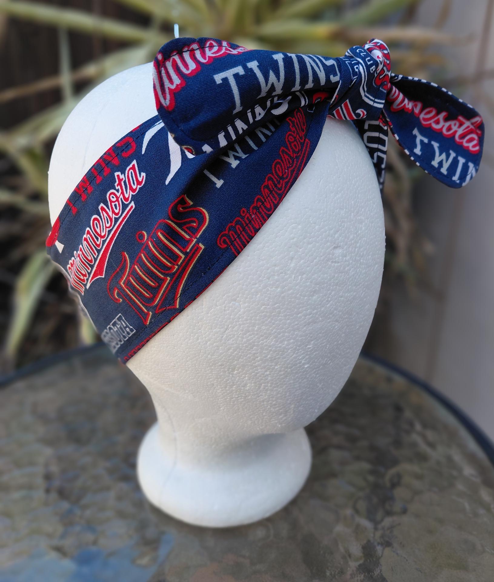 3” Wide Minnesota Twins headband, handmade, self tie, hat band, pin up style, hair wrap, hair tie, baseball