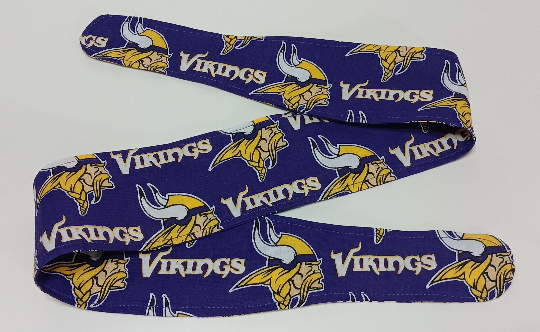 3” wide Minnesota Vikings hair tie, headband, pin up, self tie, scarf, retro style, rockabilly, handmade