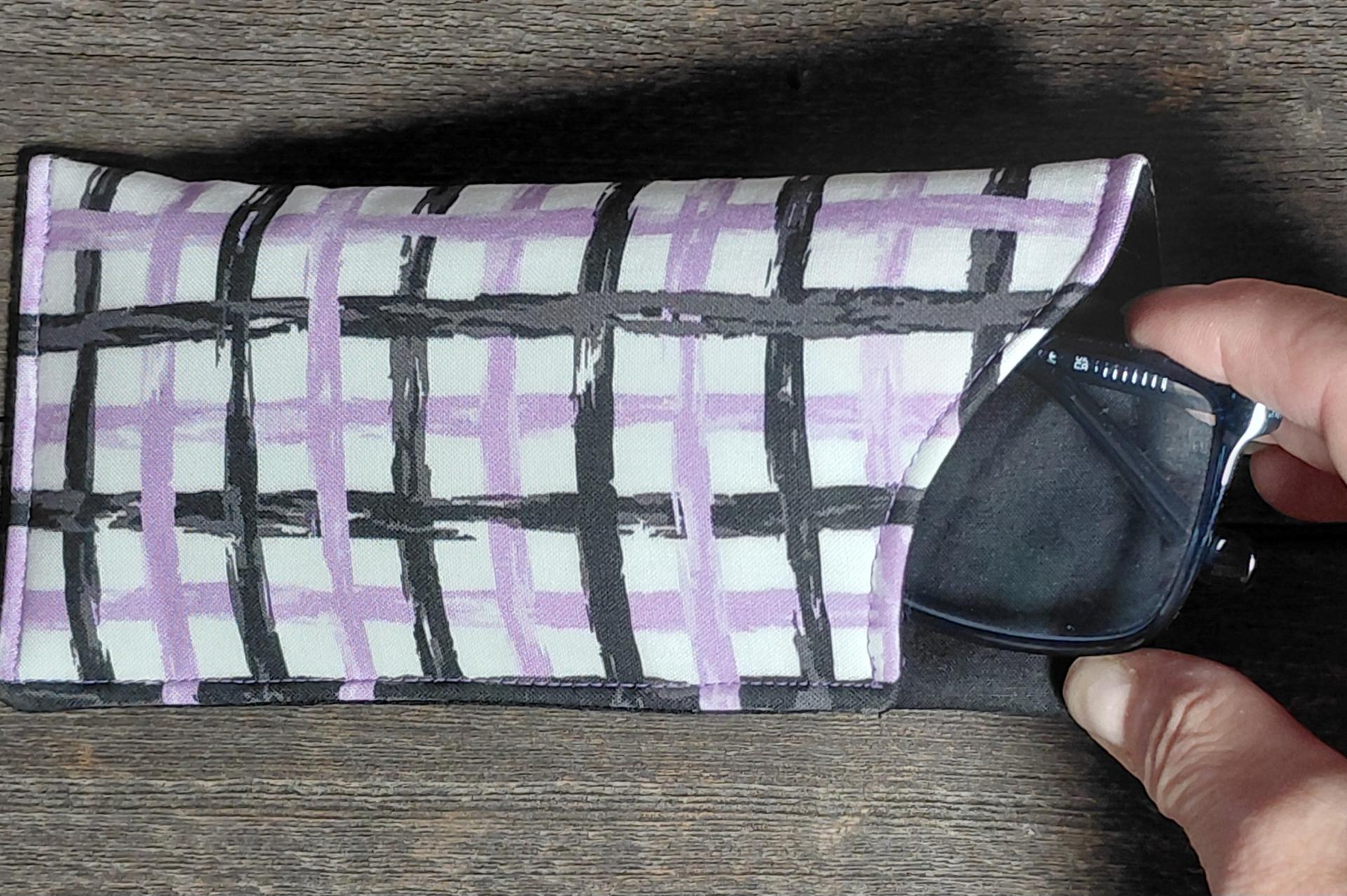 Purple and Black Eyeglass Sleeves, Team Colors Glasses Pouch, Purple and Black Sunglasses Case, Basketball GIft