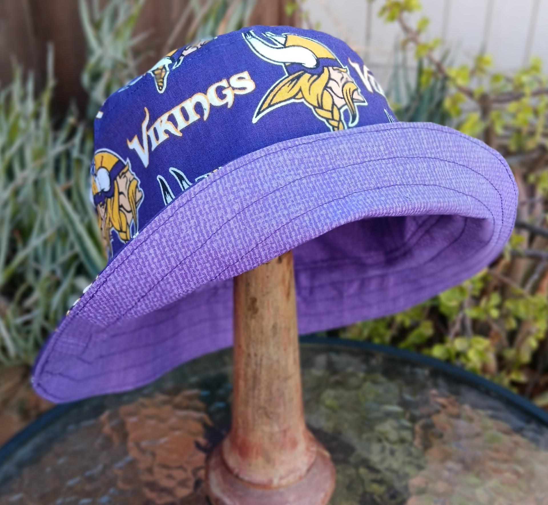 Minnesota Vikings Bucket Hat, Handmade, Reversible to Purple, Unisex Sizes up to 4XL, fishing hat, sun hat, floppy hat, ponytail hat