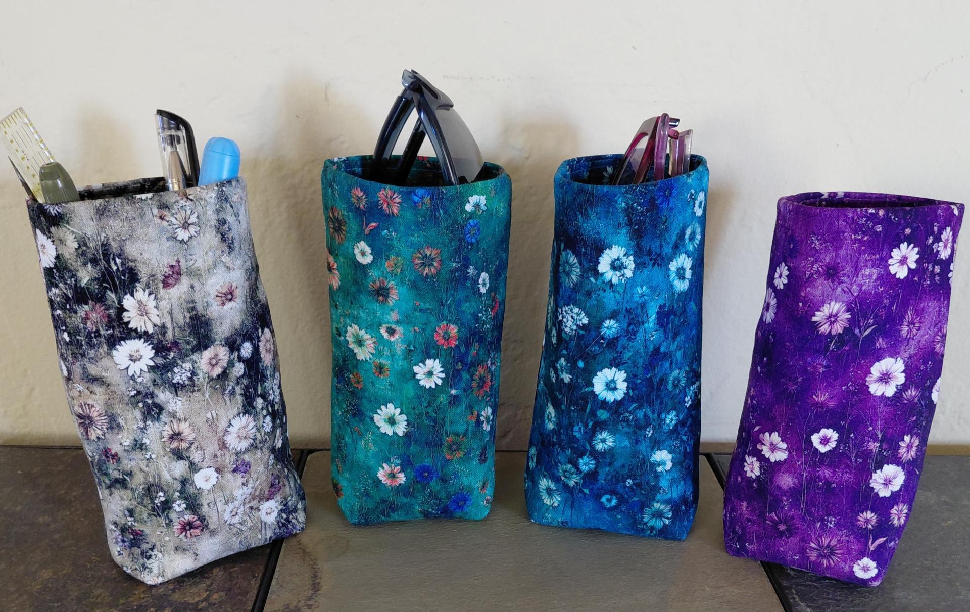 Wildflower Eyeglasses Holder, Floral Glasses Stand, Glasses Holder, Mom Gift, Weighted Stand-up Glasses Pouch, Flower Lover Gift