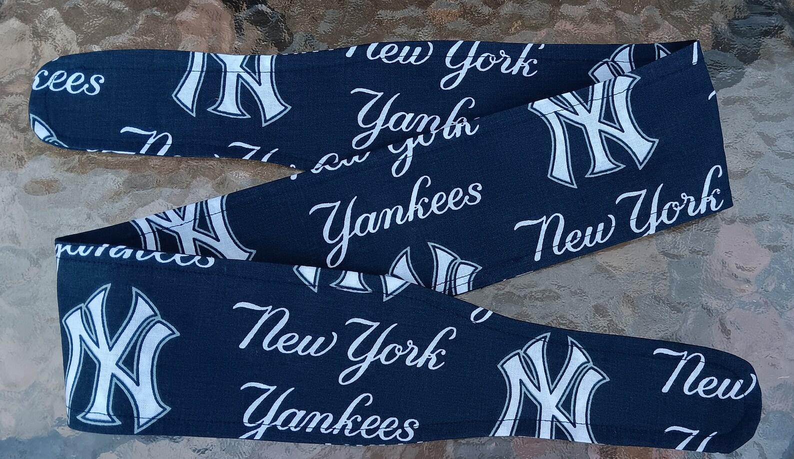 3” Wide NY Yankees headband, self tie, hair wrap, pin up style, hair tie, retro style, rockabilly, handmade, New York Yankees