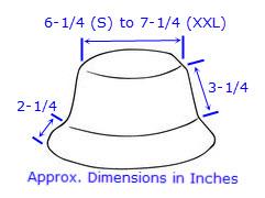 Diagram of hat dimensions. See description for text version. 