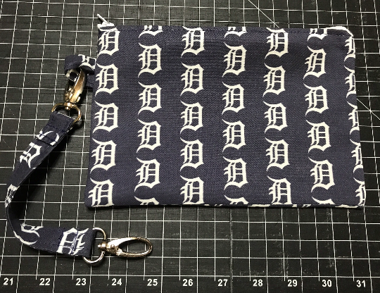 Old English D canvas heavy duty tote bag set, includes zipper pouch & fob, gift for Detroit Tigers fan