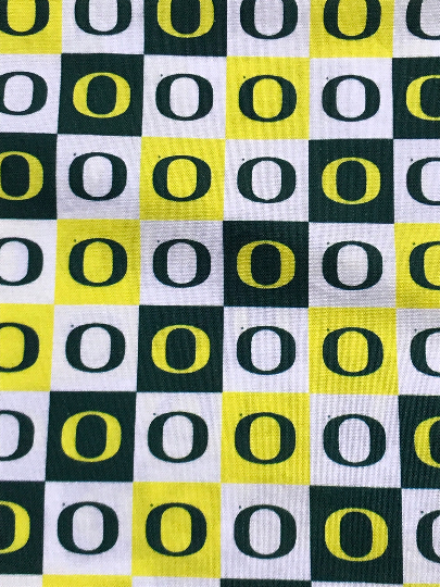 1 yard University of Oregon Ducks Prewashed 100% Cotton Fabric Yardage, Sykel OR-1158 licensed, squares print, 43-44"