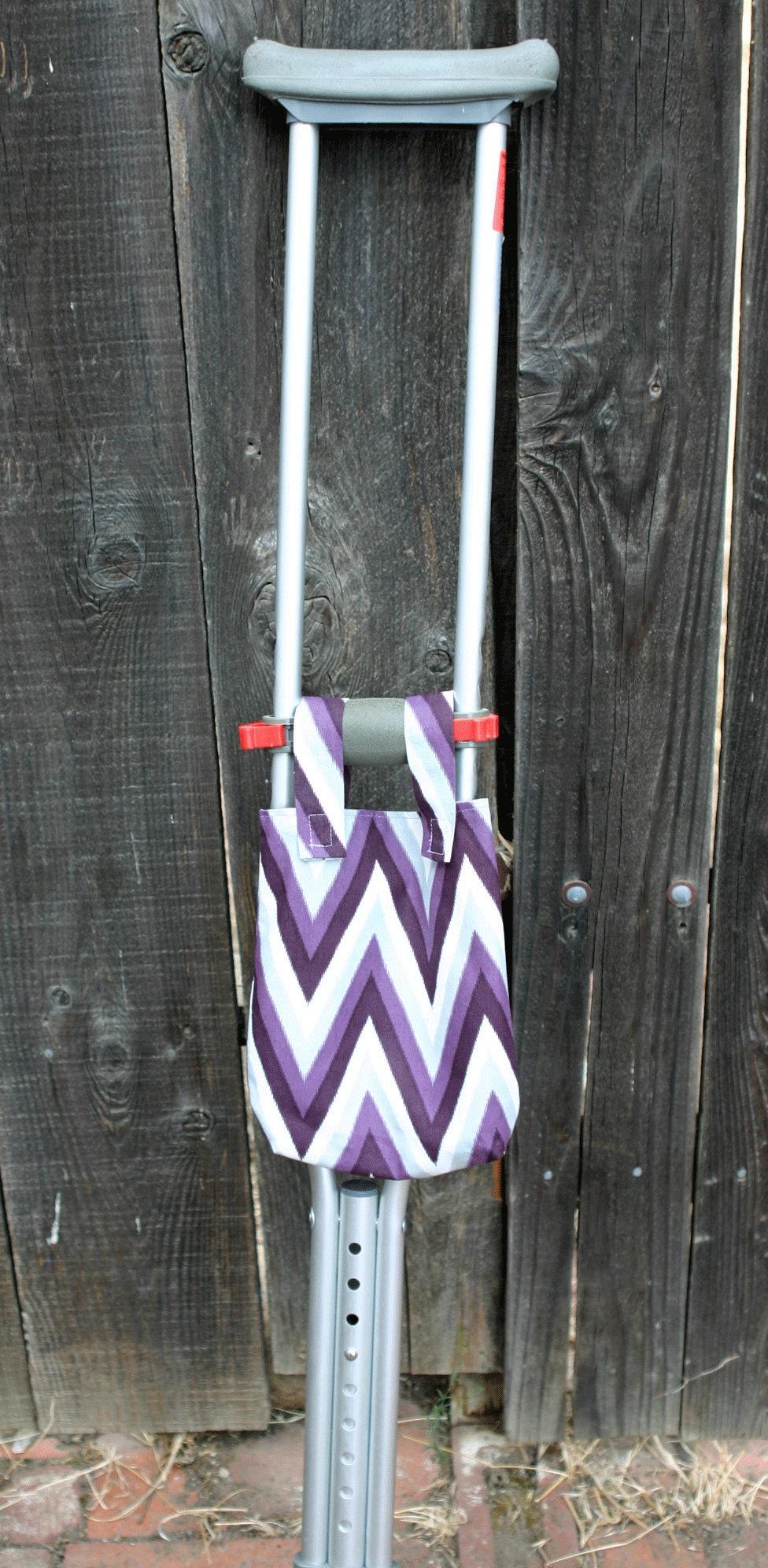 Blue hearts simple small basic crutch bag, walker bag, scooter handlebars, bed rail caddy, hook & loop, hanging bag