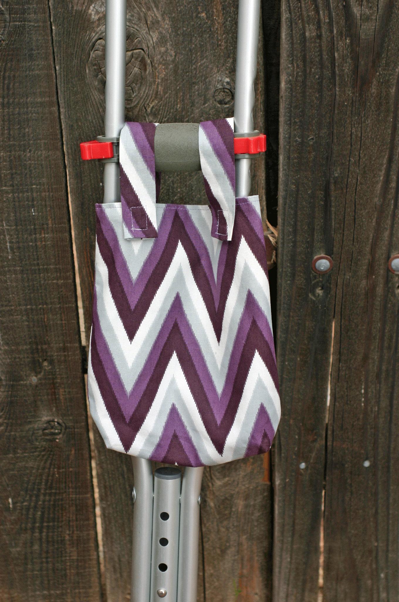 Small, simple basic crutch bag, walker bag, scooter handlebars bag, caddy, handmade from Hartford Whalers licensed fabric