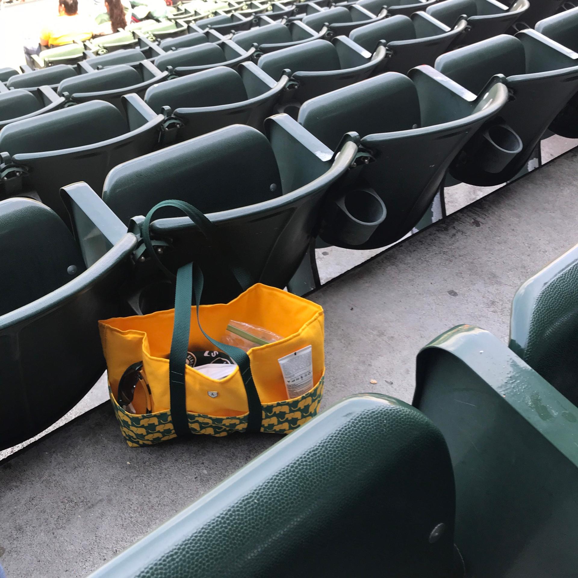 SECOND - AS IS - Discounted, Small canvas heavy duty tote bag, Detroit Tigers, baseball, six exterior pockets, handmade from licensed fabric