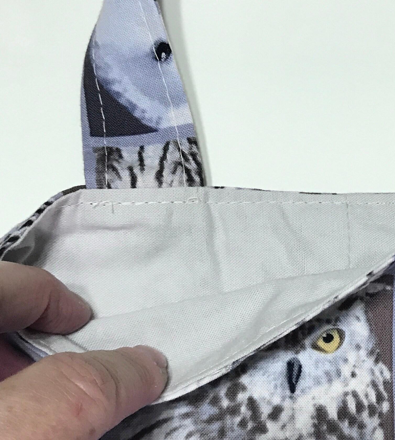 Simple small basic crutch bag, walker bag, scooter handlebars bag, bed rail caddy, hook and loop, owls bird theme