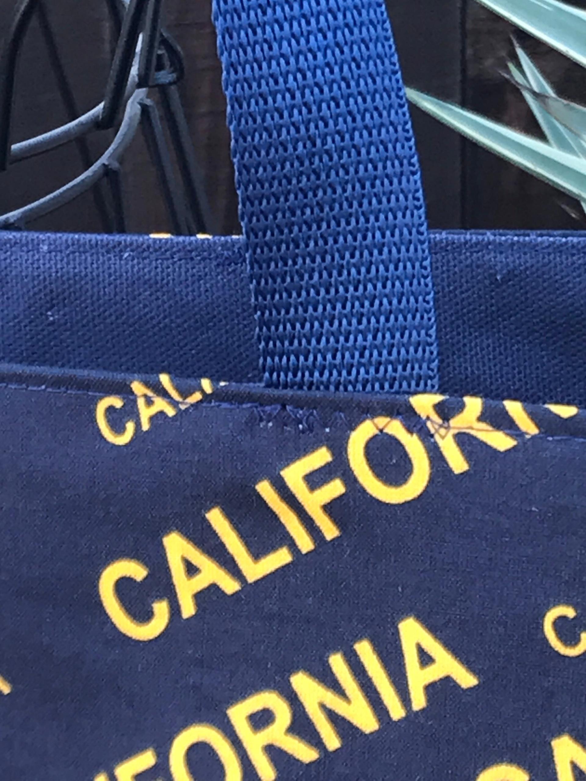 California canvas tote bag, sturdy shopping market grocery travel bag, golden state