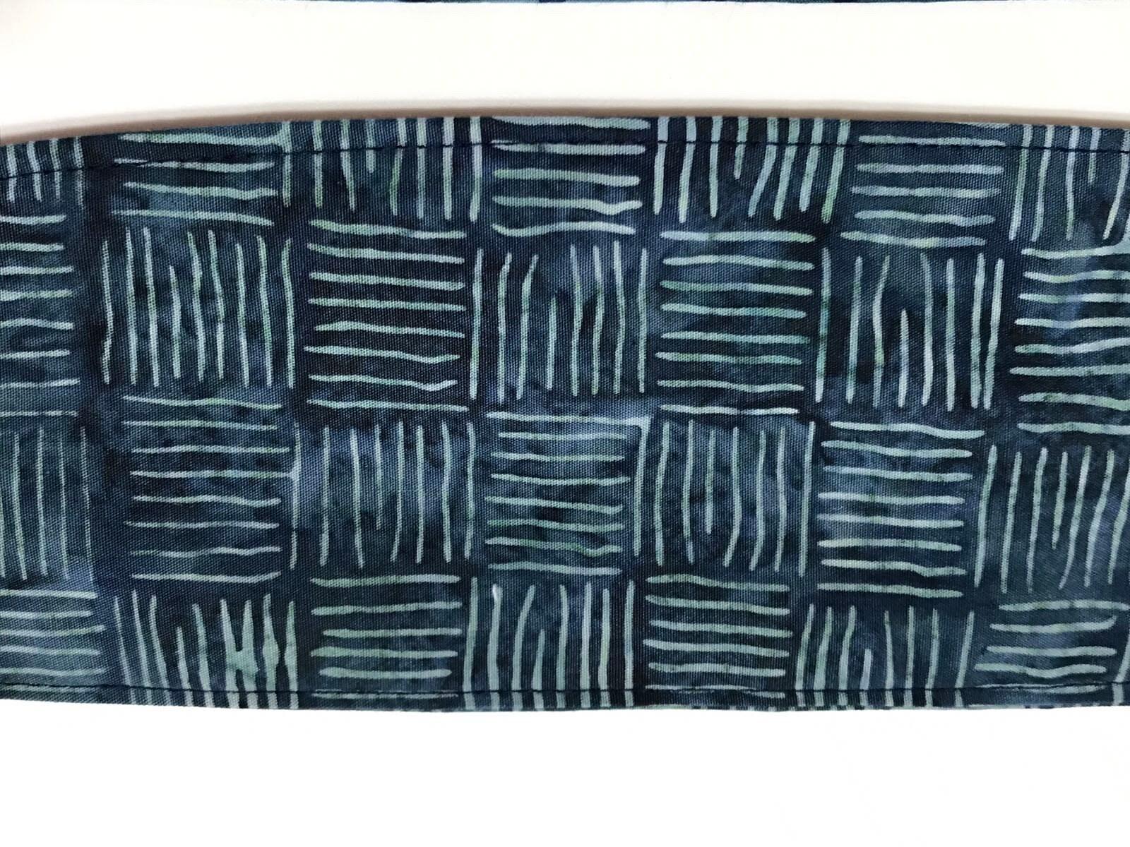 3” Wide Batik Dark Blue Headbands, hair wrap, pin up, hair tie, scarf, neckerchief, retro style, rockabilly