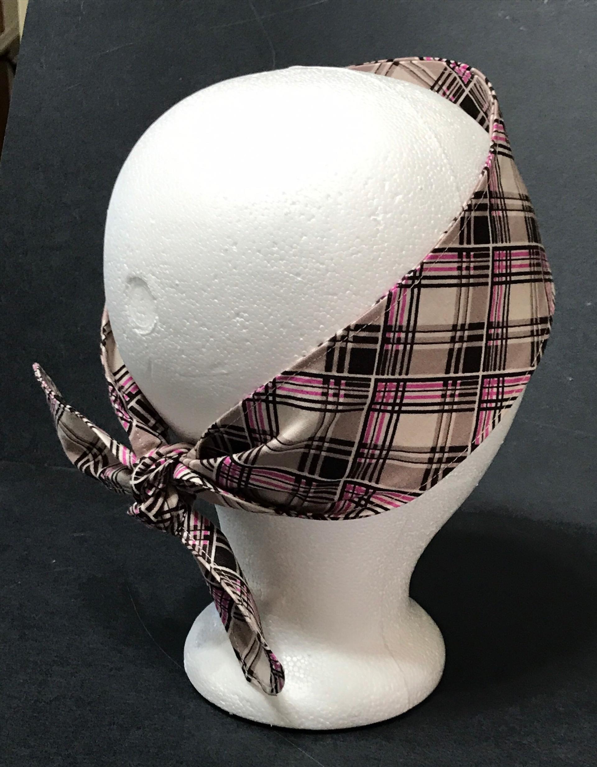 3” Wide Plaid headband, hair wrap, fabric headband, pin up, hair tie, neck, retro, rockabilly, purse or handbag scarf, 100% cotton