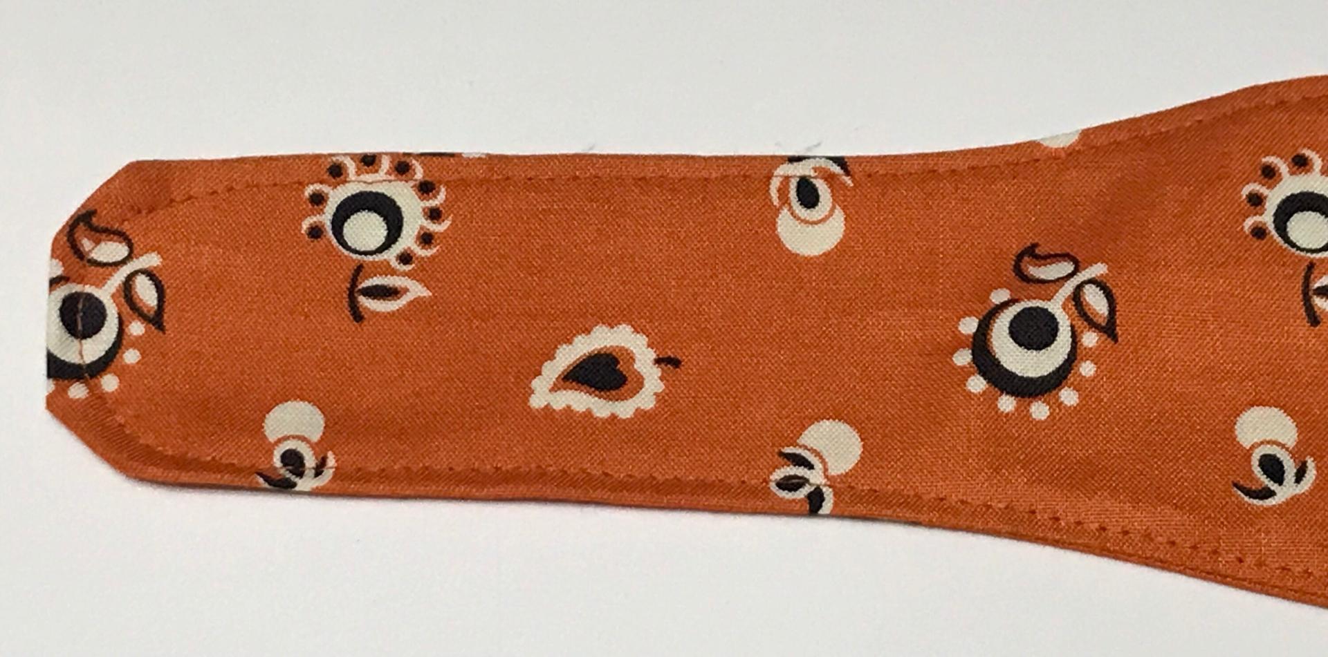 3” Wide Burnt Orange Floral Bandana Print Headband, hair wrap, pin up, hair tie, retro style, rockabilly