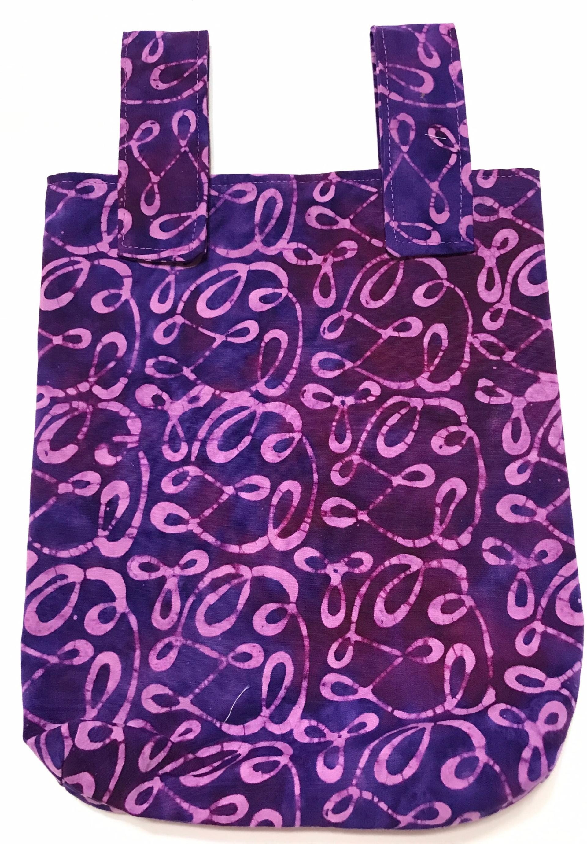 Batik print simple small basic crutch bag, walker bag, scooter handlebars bag, small hanging bag, choice of colors