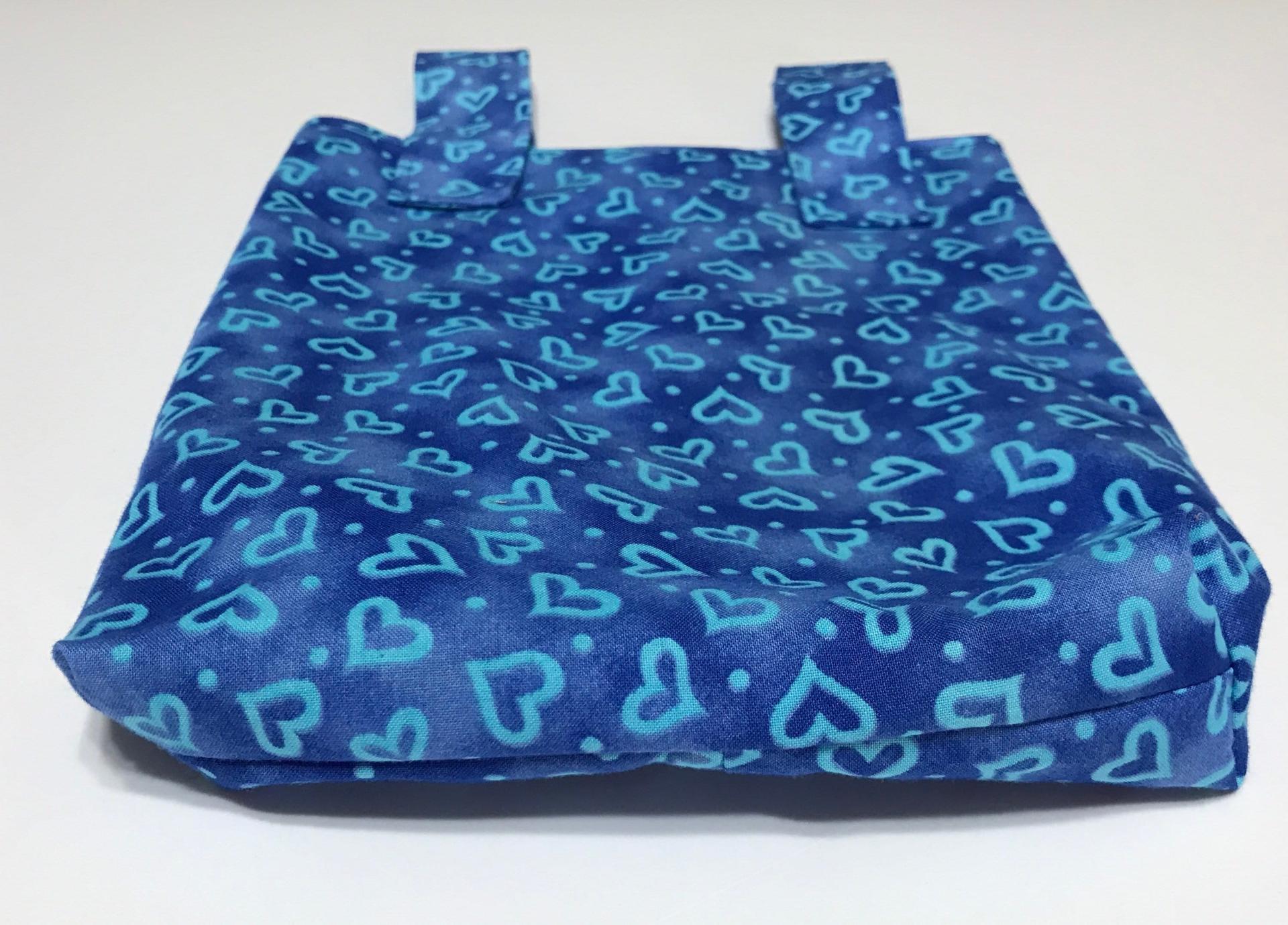 Blue hearts simple small basic crutch bag, walker bag, scooter handlebars, bed rail caddy, hook & loop, hanging bag