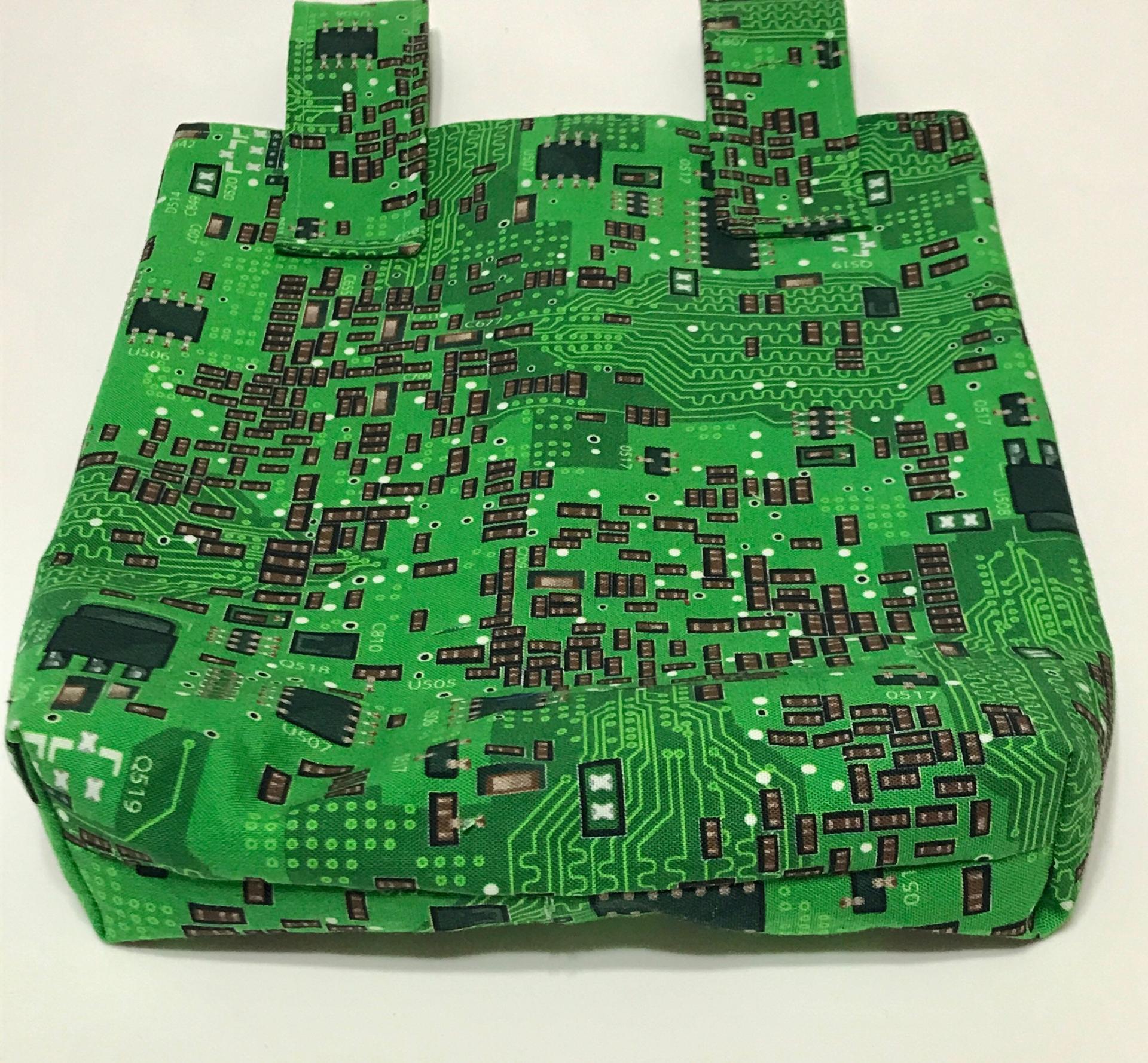  Printed Circuit Board Theme Simple Basic Crutch Bag, small walker bag, scooter handlebars bag, bed rail caddy, hook & loop, hanging bag, PC board, IT tech geek