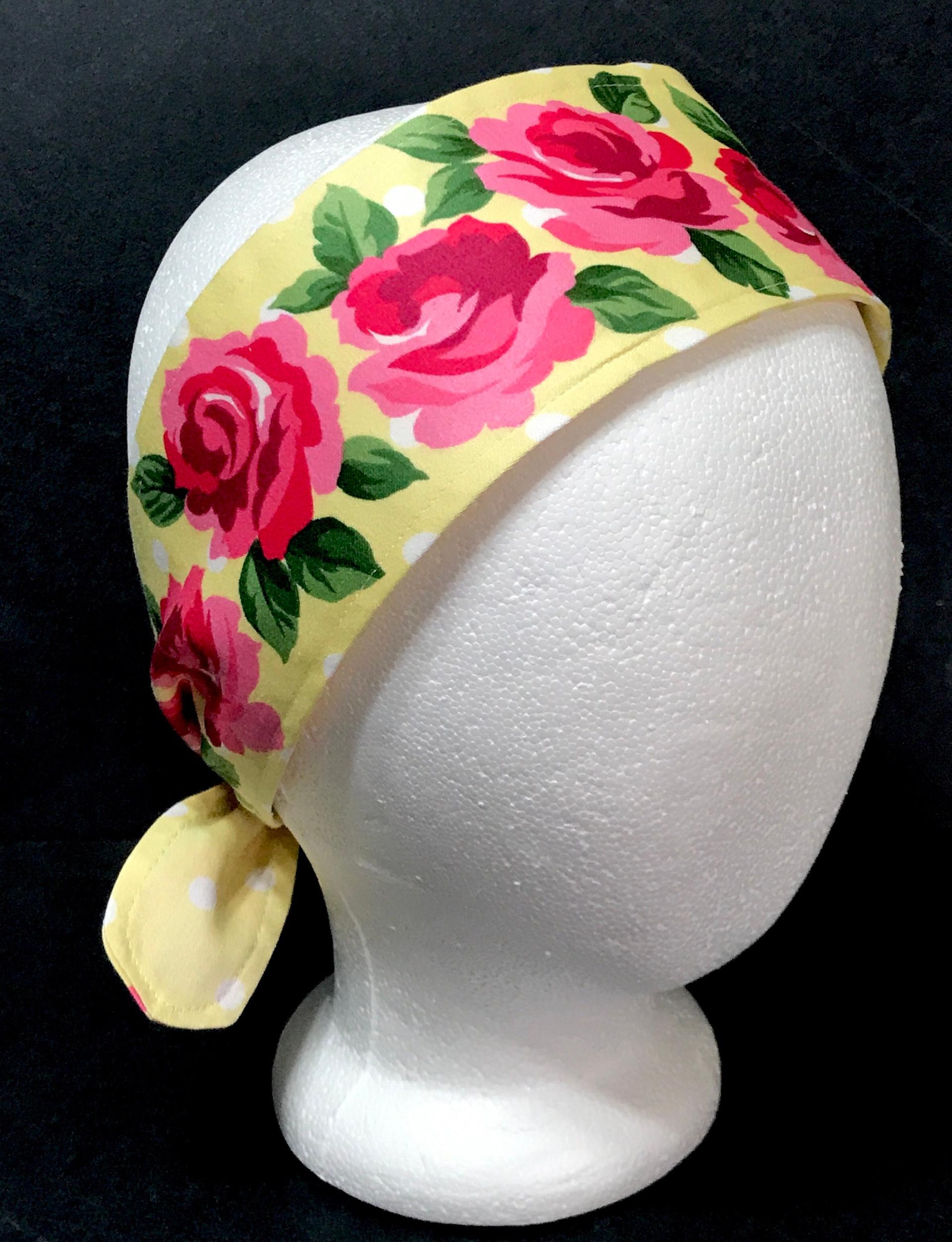 3” Wide Reversible Roses Floral Headband, hair wrap, pin up, hair tie, retro style hair accessory, head scarf