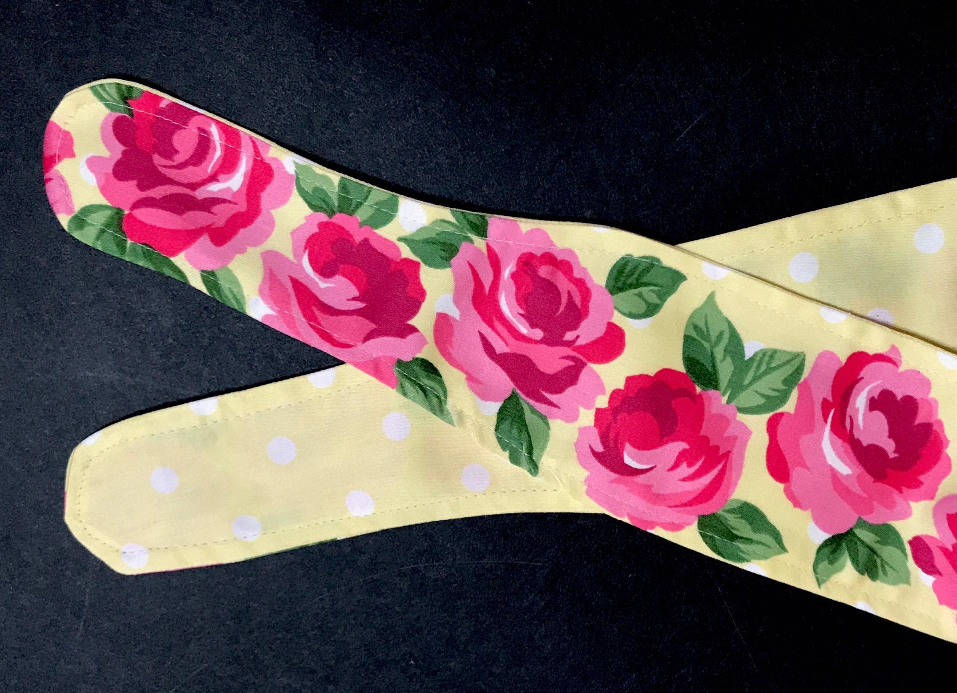 3” Wide Reversible Roses Floral Headband, hair wrap, pin up, hair tie, retro style hair accessory, purse scarf