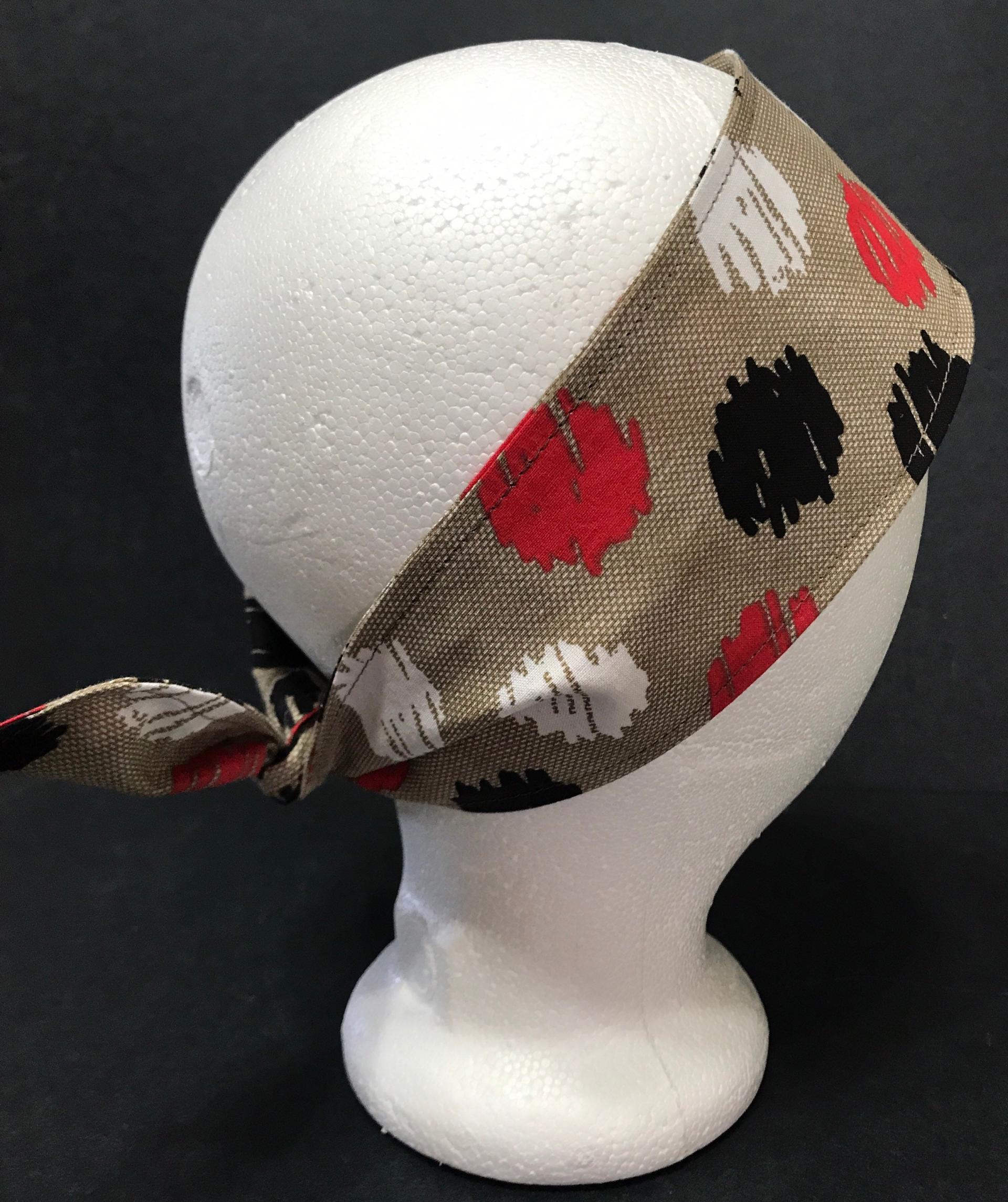 3” Wide Large Dots headband, hair wrap fabric headband, pin up, hair tie, retro accessory, neckerchief, blue white tan red black