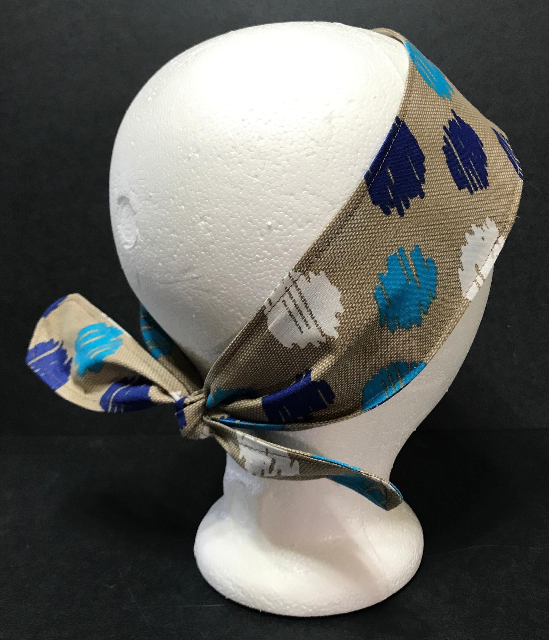 3” Wide Large Dots headband, hair wrap fabric headband, pin up, hair tie, retro accessory, neckerchief, blue white tan red black