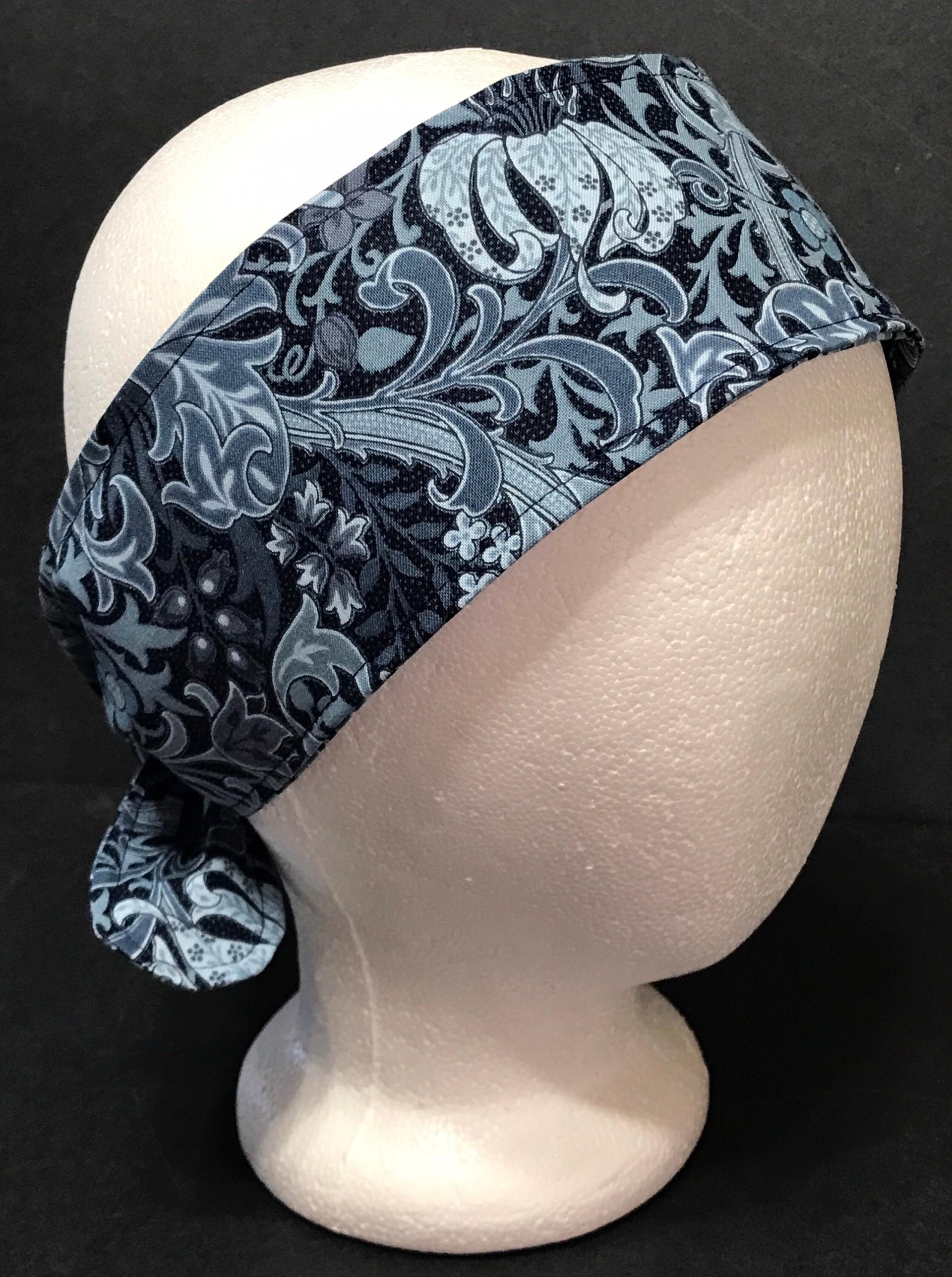 3” Wide William Morris headband, self tie, floral, hair tie, hair wrap, pin up style, retro style