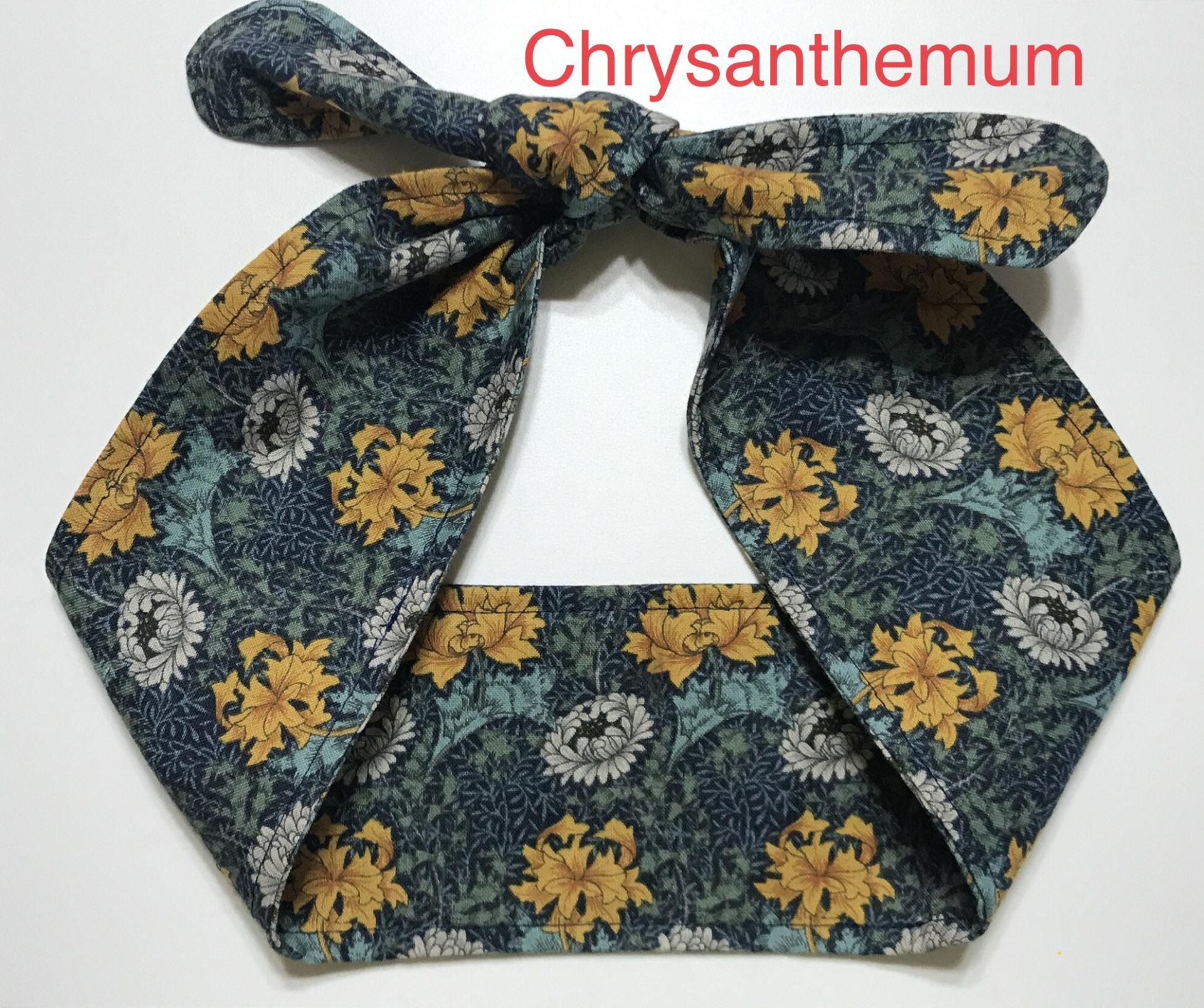3” Wide William Morris headband, self tie, floral, hair tie, hair wrap, pin up style, retro style