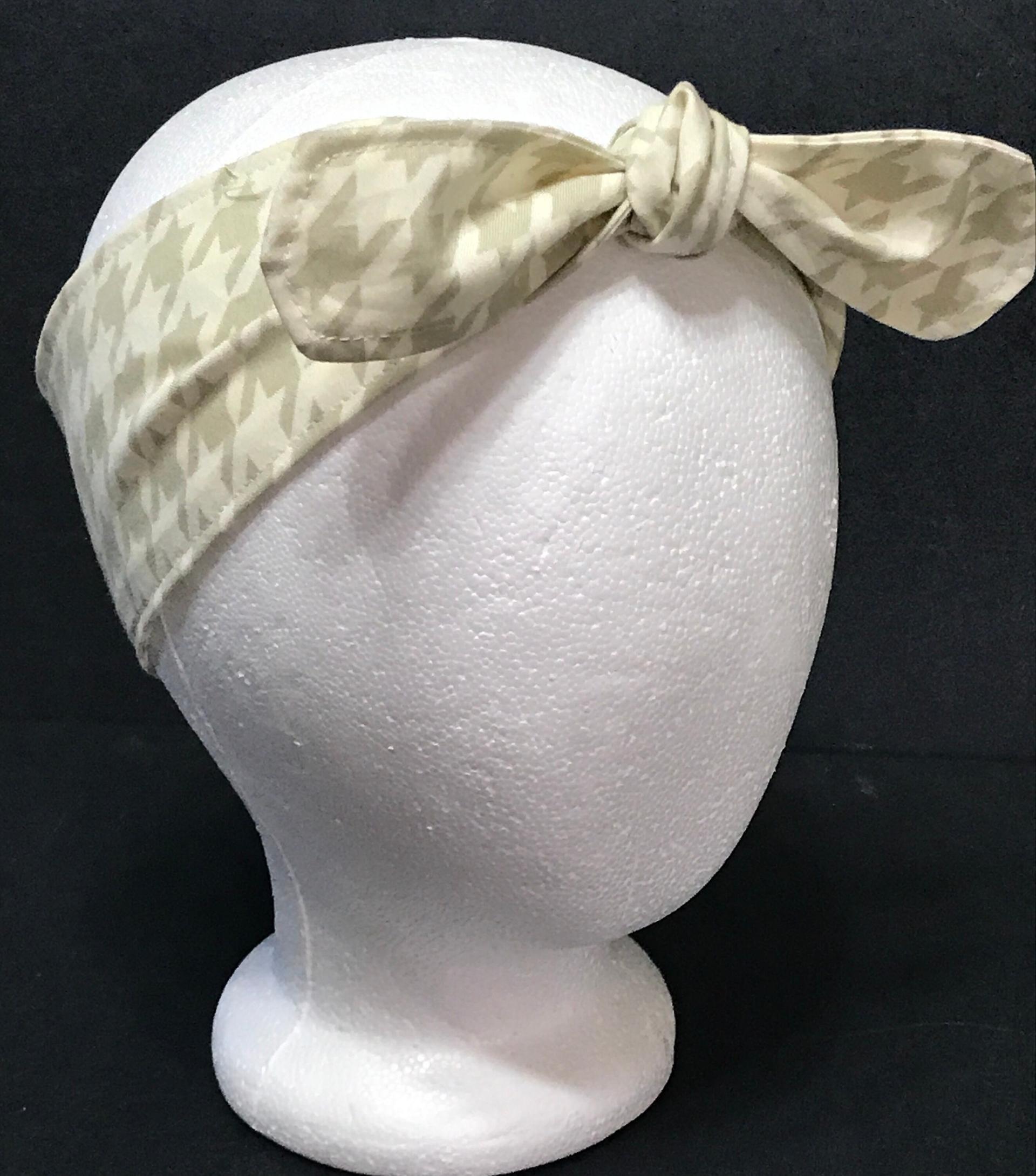 3” Wide Neutral Headband, self tim, hair wrap, pin up style, hair tie, retro style, scarf, rockabilly, off white, taupe, beige, cream