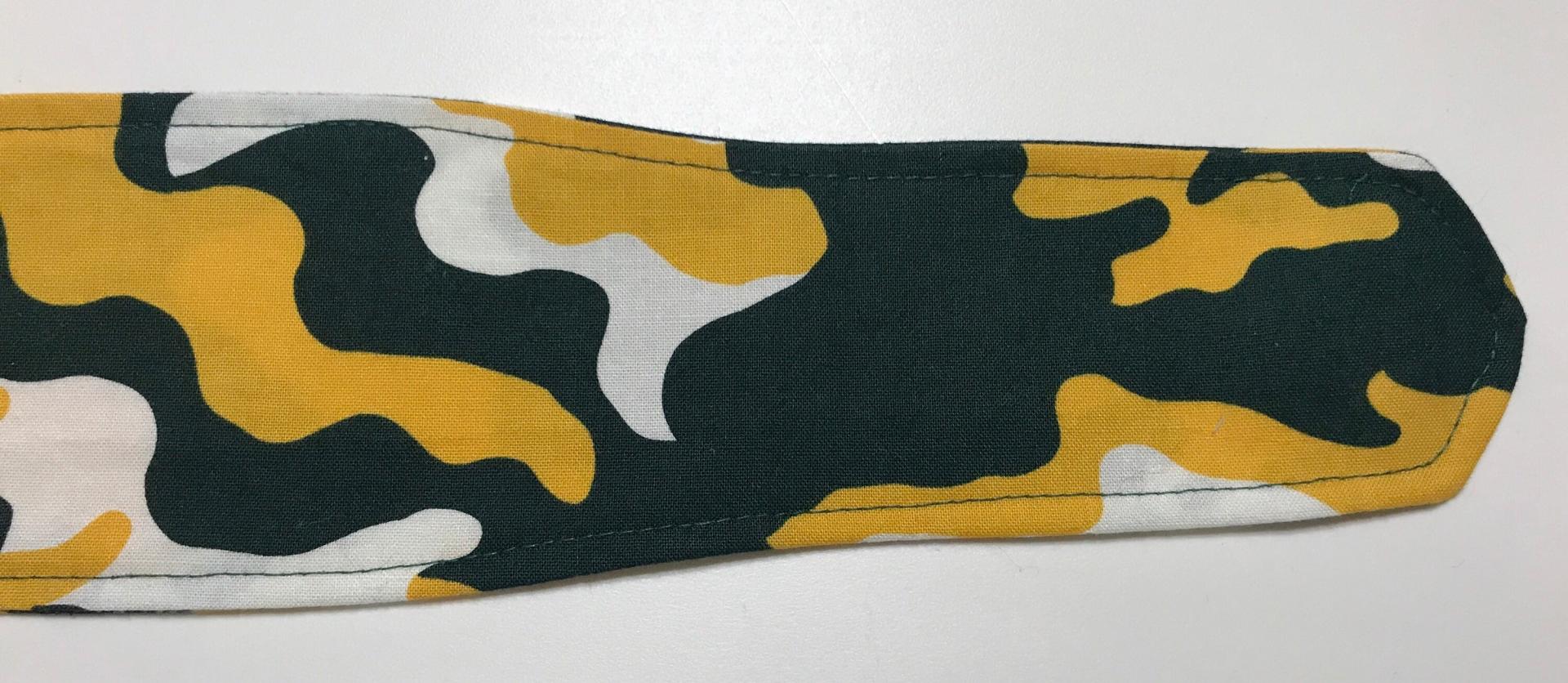 3” Wide Camouflage headband, self tie, hair wrap, pin up style, hair tie, retro style, rockabilly, green yellow white