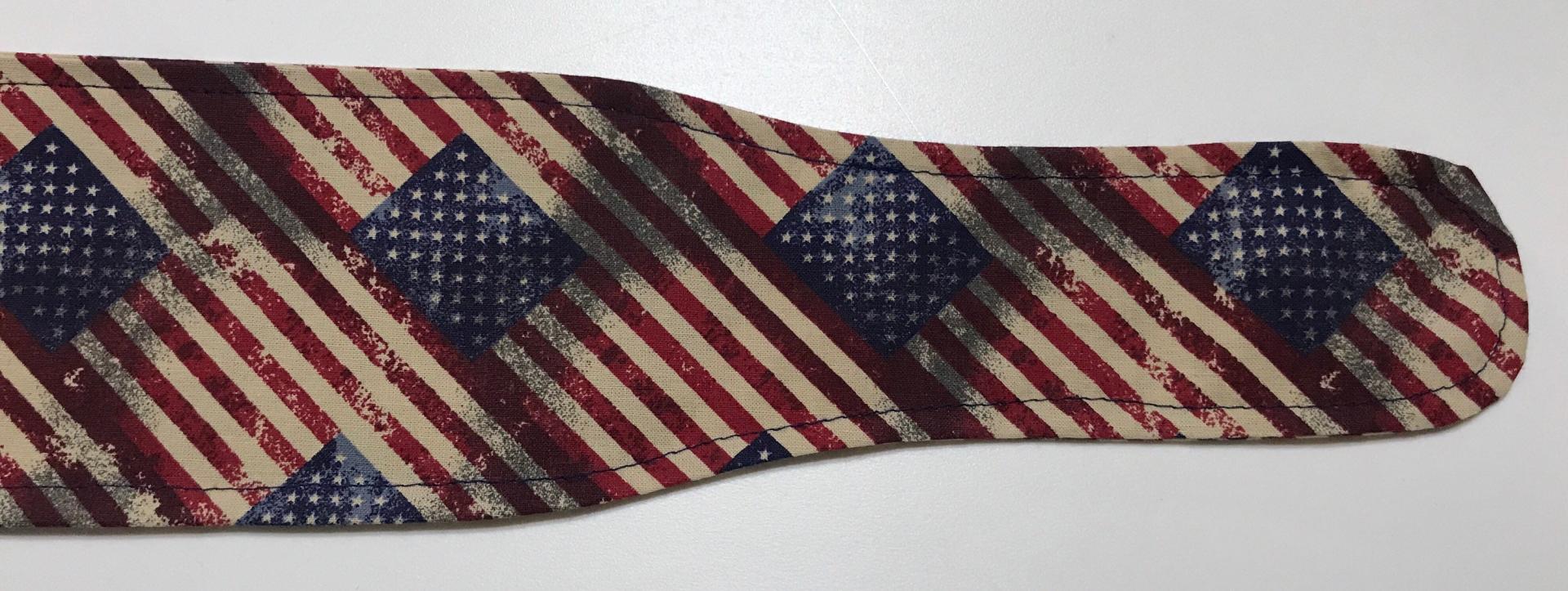 3” Wide American flag headband, self tie, hair wrap, pin up style, hair tie, retro style, rockabilly, stars & stripes