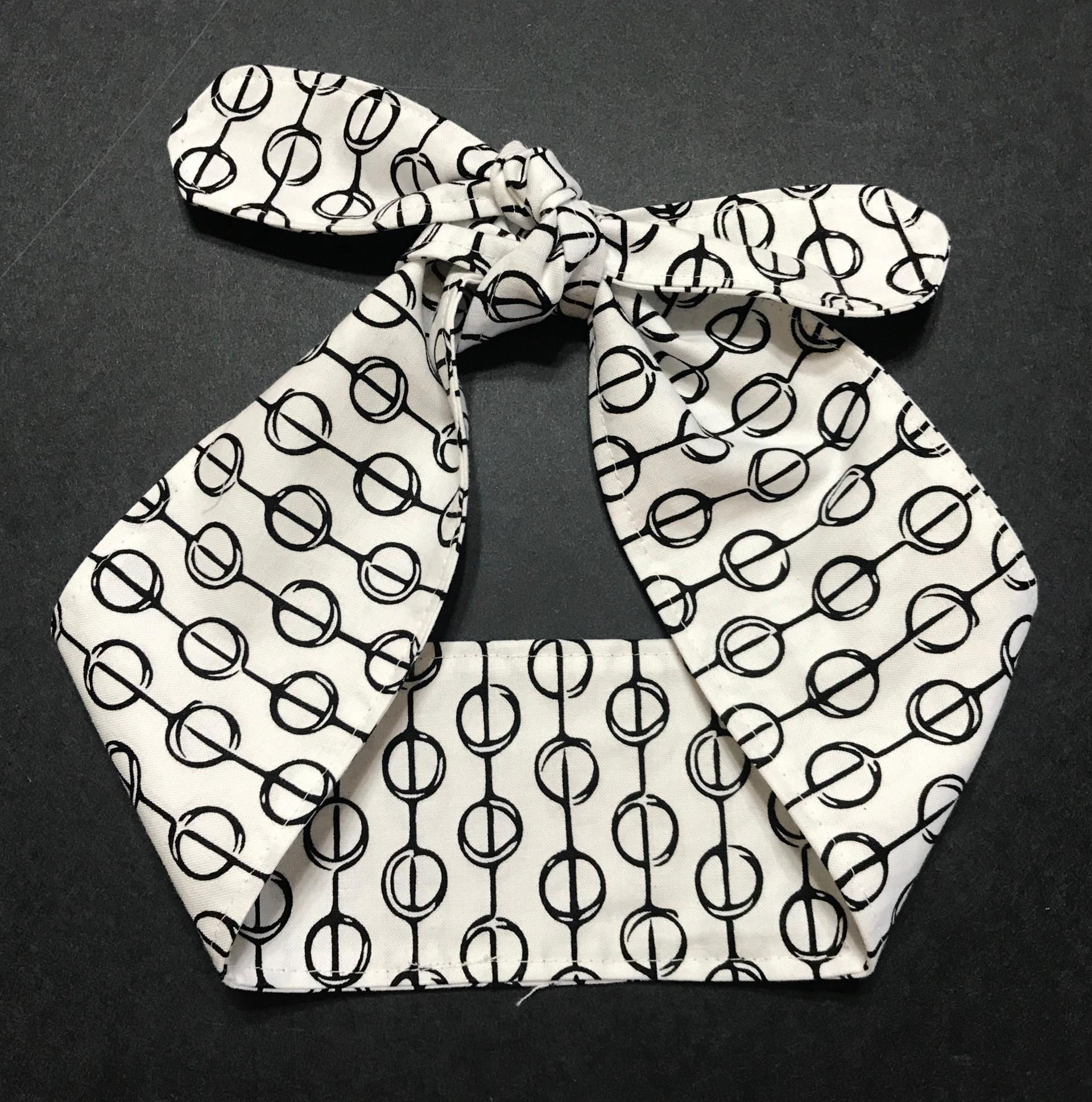 3” Wide Geometric Black & White Headband, self tie, hair wrap, pin up style, hair tie, retro style, scarf