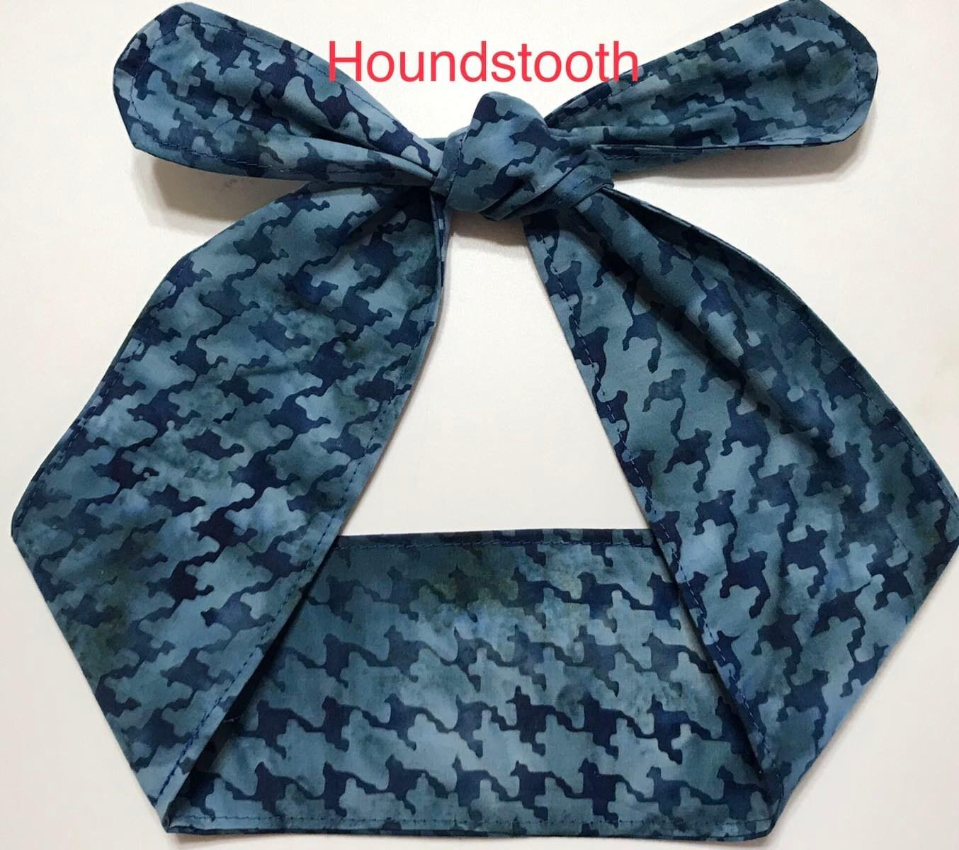 3” Wide Batik Dark Blue Headbands, hair wrap, pin up, hair tie, scarf, neckerchief, retro style, rockabilly