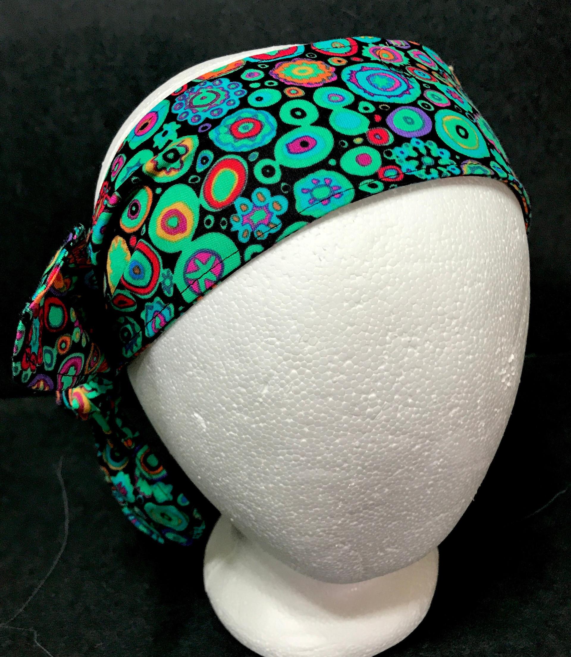 3” Wide Kaffe Fassett Paperweight print headband, self tie, hair wrap, head wrap, pin up, hair tie, retro, rockabilly, scarf