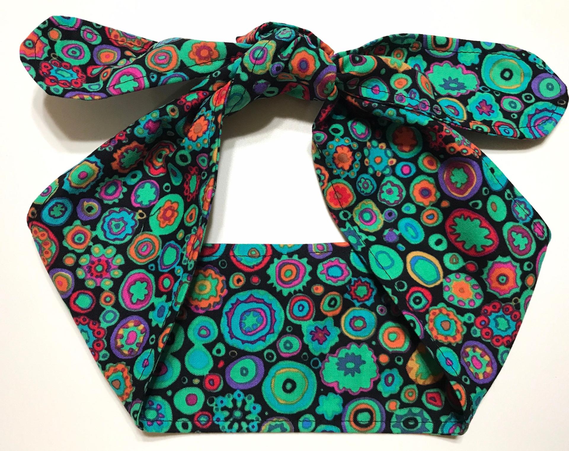 3” Wide Kaffe Fassett Paperweight print headband, self tie, hair wrap, head wrap, pin up, hair tie, retro, rockabilly, scarf