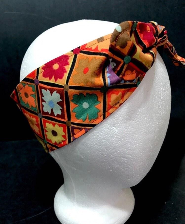 3” Wide Kaffe Fassett Antwerp Flowers print headband, self tie, hair wrap, head wrap, pin up style, hair tie, retro style, rockabilly, scarf