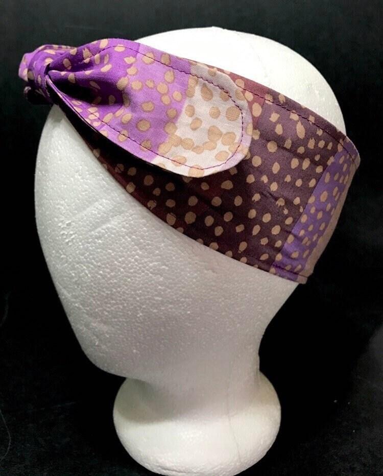 3” Wide Kaffe Fassett Ombre purple headband, self tie, hair wrap, head wrap, pin up style, hair tie, retro style, rockabilly, scarf