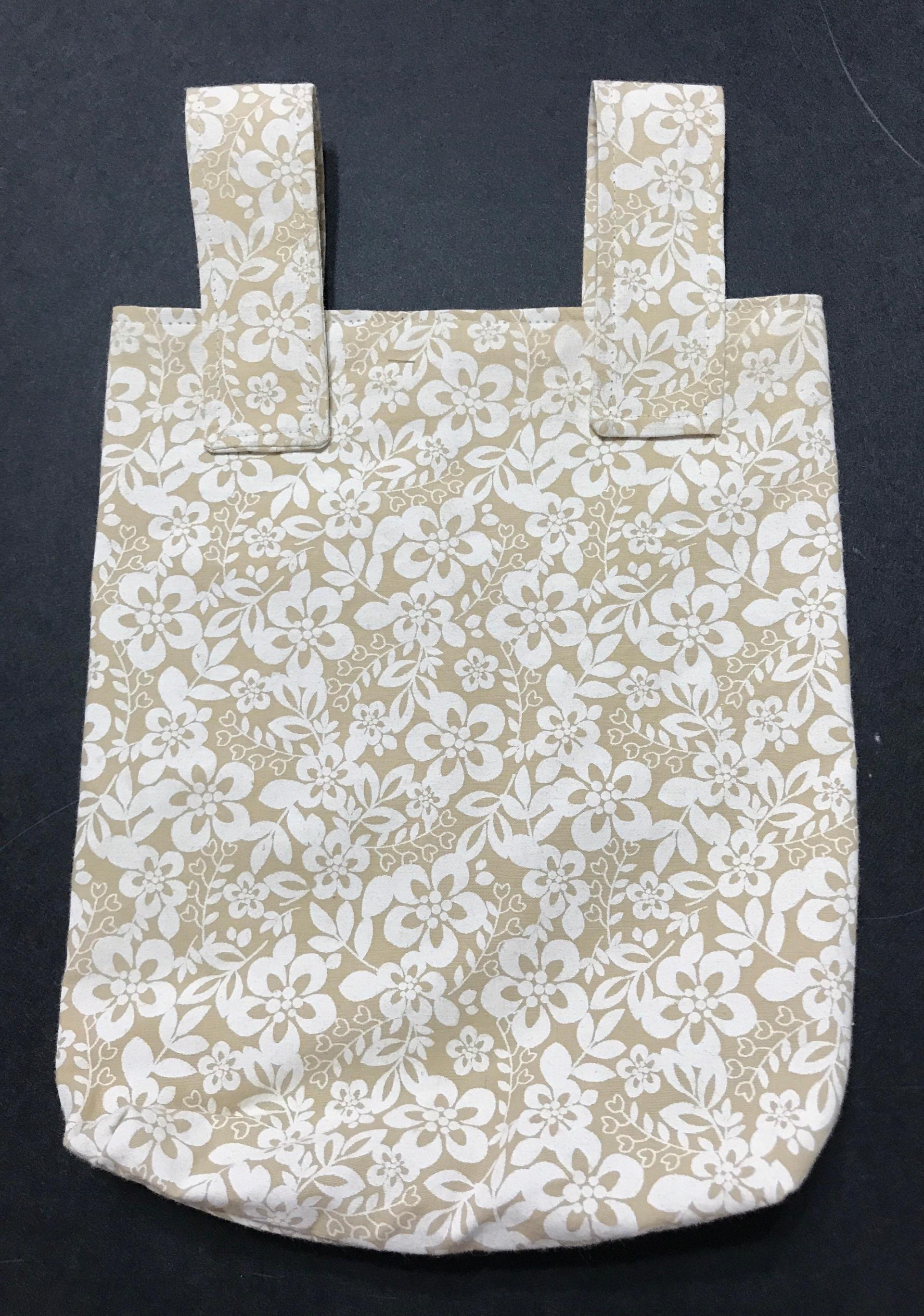 Simple small basic crutch bag, neutral floral print, walker bag, scooter handlebars bag, hanging bag