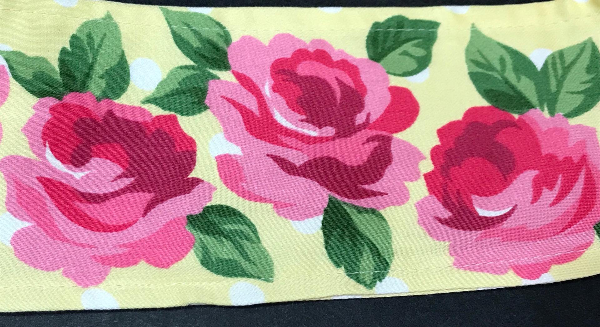 3” Wide Reversible Roses Floral Headband, hair wrap, pin up, hair tie, retro style hair accessory, purse scarf