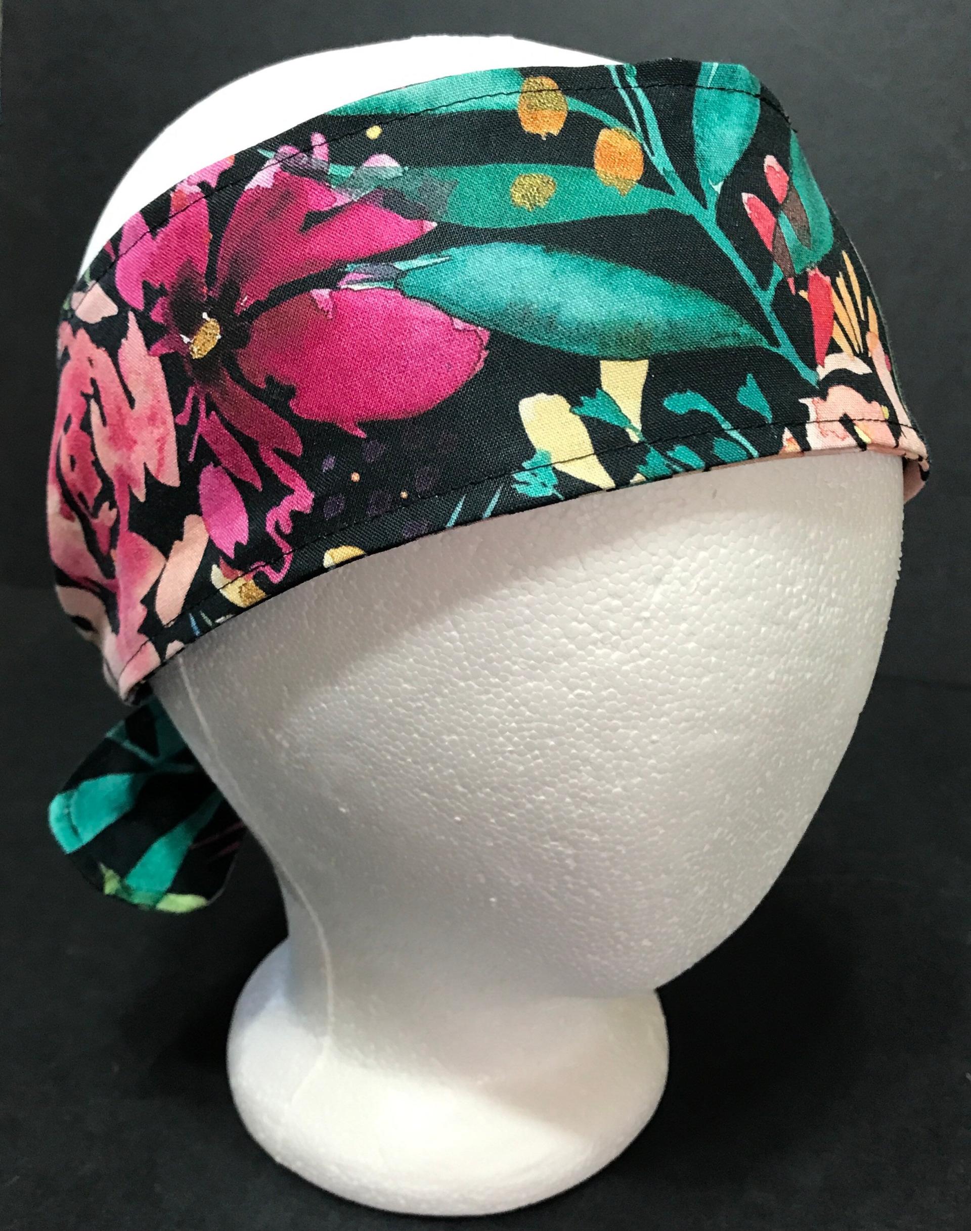 3” Wide Watercolor Floral Headband, self tie, hair wrap, scarf, pin up style, hair tie, retro style, tropical flowers