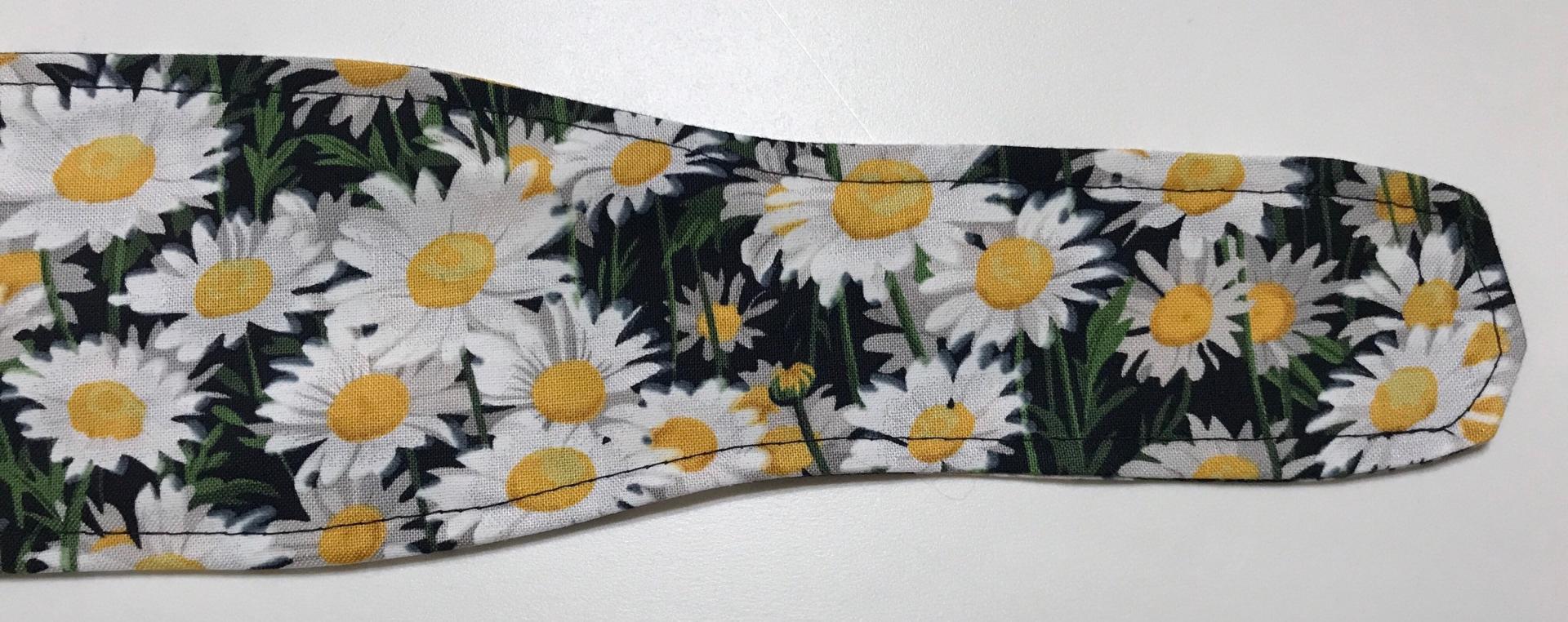 3” Wide Daisies Floral headband, self tie, hair wrap, pin up style, hair tie, retro style, rockabilly
