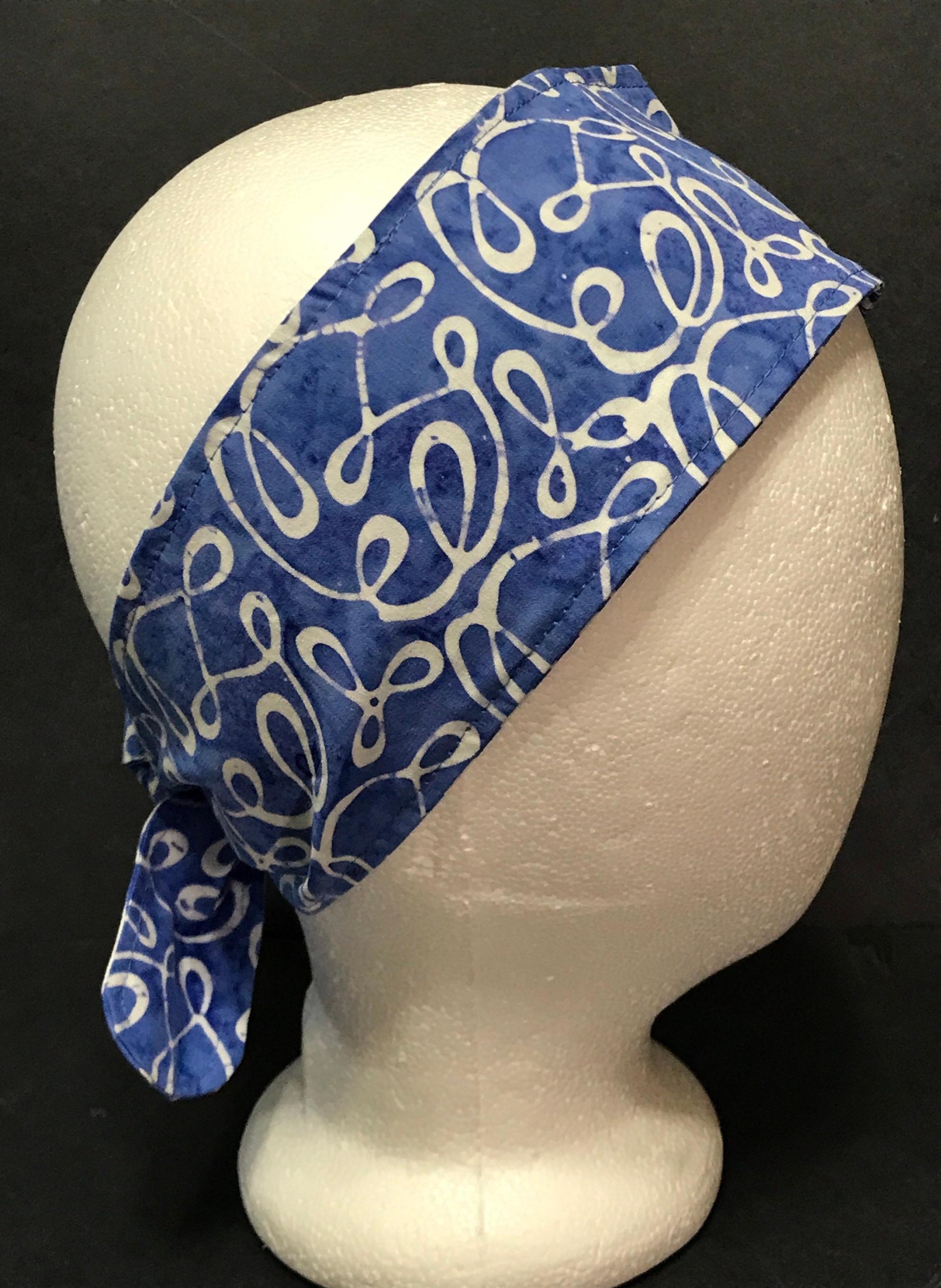 3” Wide Batik headband, self tie, hair wrap, pin up style, hair tie, retro atyle, rockabilly, head scarf