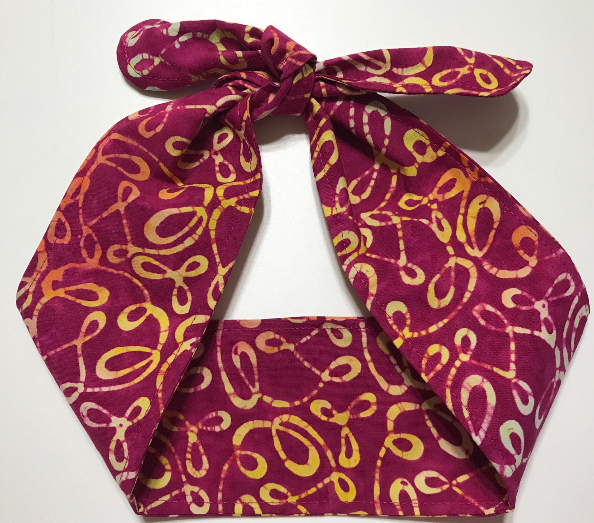 3” Wide Batik headband, hair wrap, self tie, pin up style, hair tie, retro atyle, rockabilly, head scarf