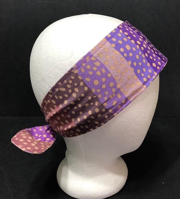 3” Wide Kaffe Fassett Ombre purple headband, self tie, hair wrap, head wrap, pin up style, hair tie, retro style, rockabilly, scarf