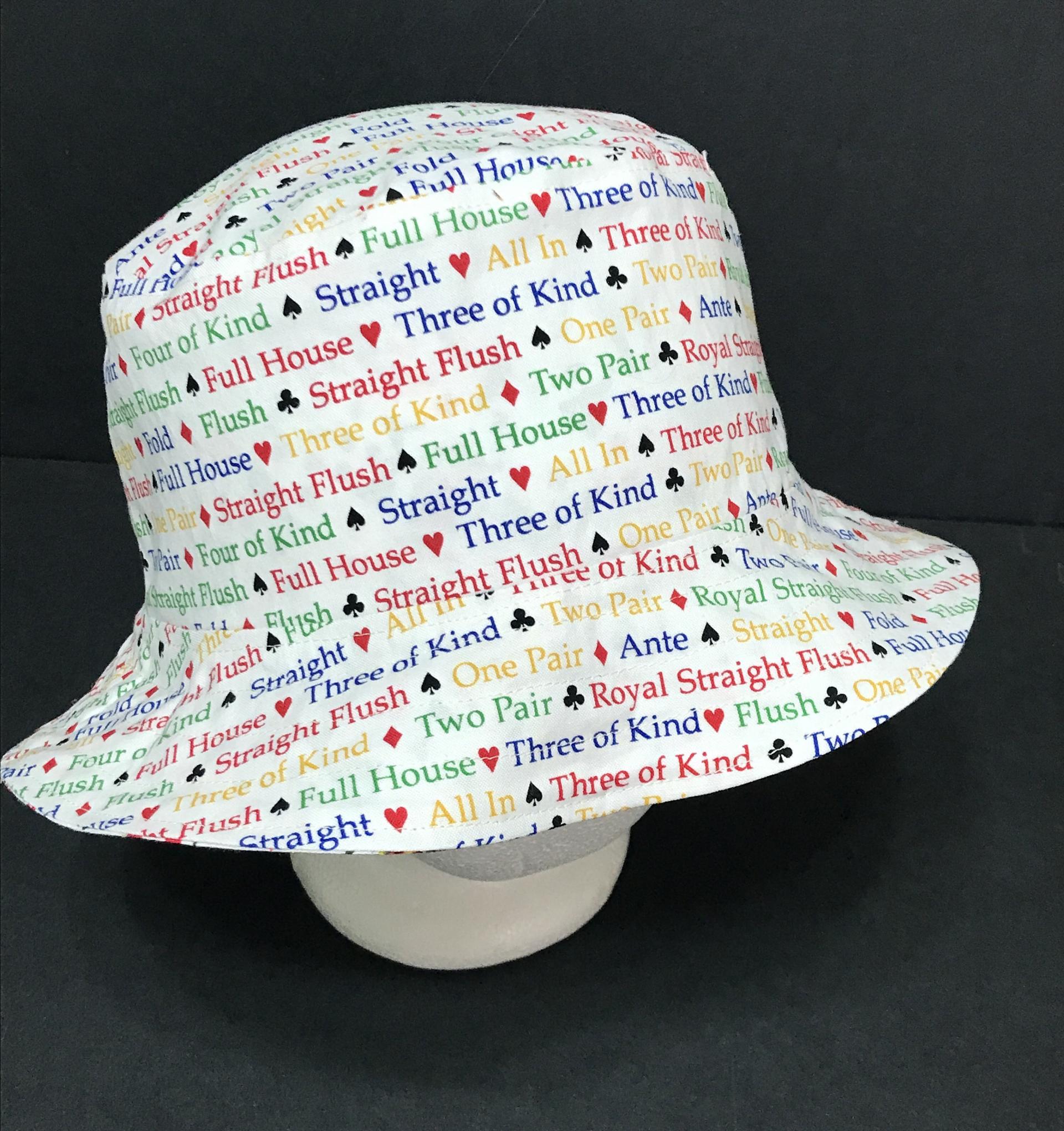 Poker Bucket Hat, Playing Cards Theme, Reversible,  S-XXL, summer hat, fishing hat, sun hat, floppy hat