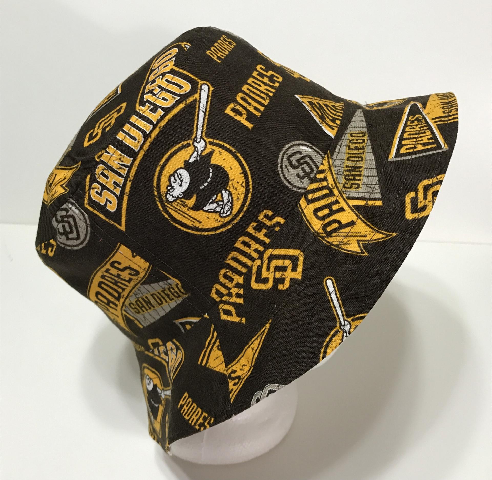 San Diego Padres Bucket Hat, Reversible to Solid Brown, Unisex Sizes up to 4XL, cotton, fishing hat, sun hat, floppy hat, handmade