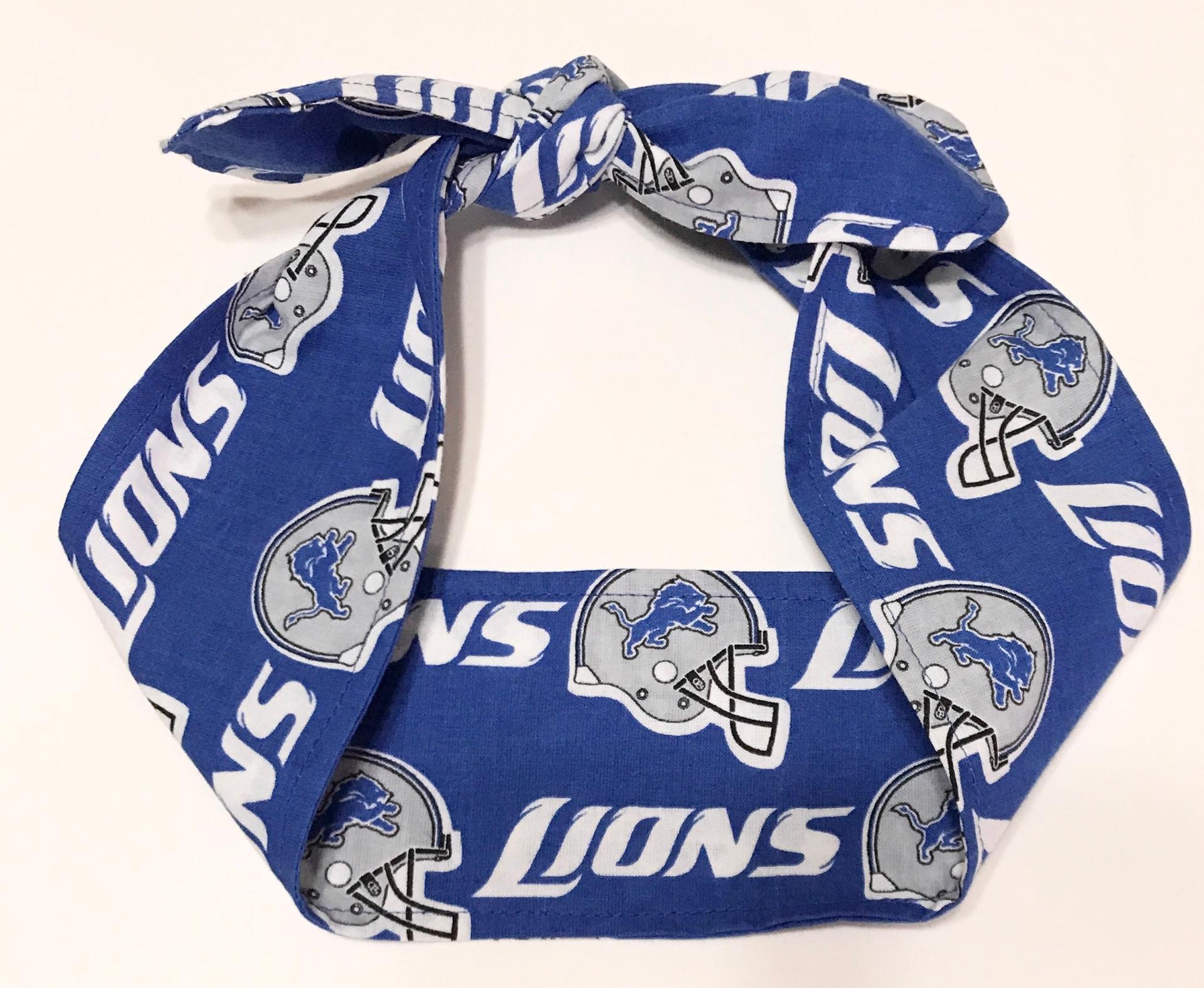 3” Wide Detroit Lions headband, hair wrap, hair tie, head wrap, pin up, hair tie, neckerchief, retro rockabilly, head scarf, handmade