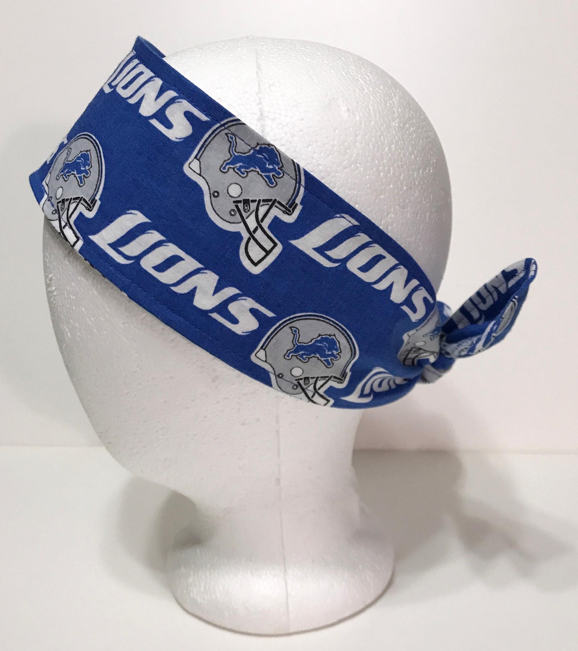 3” Wide Detroit Lions headband, hair wrap, hair tie, head wrap, pin up, hair tie, neckerchief, retro rockabilly, head scarf, handmade